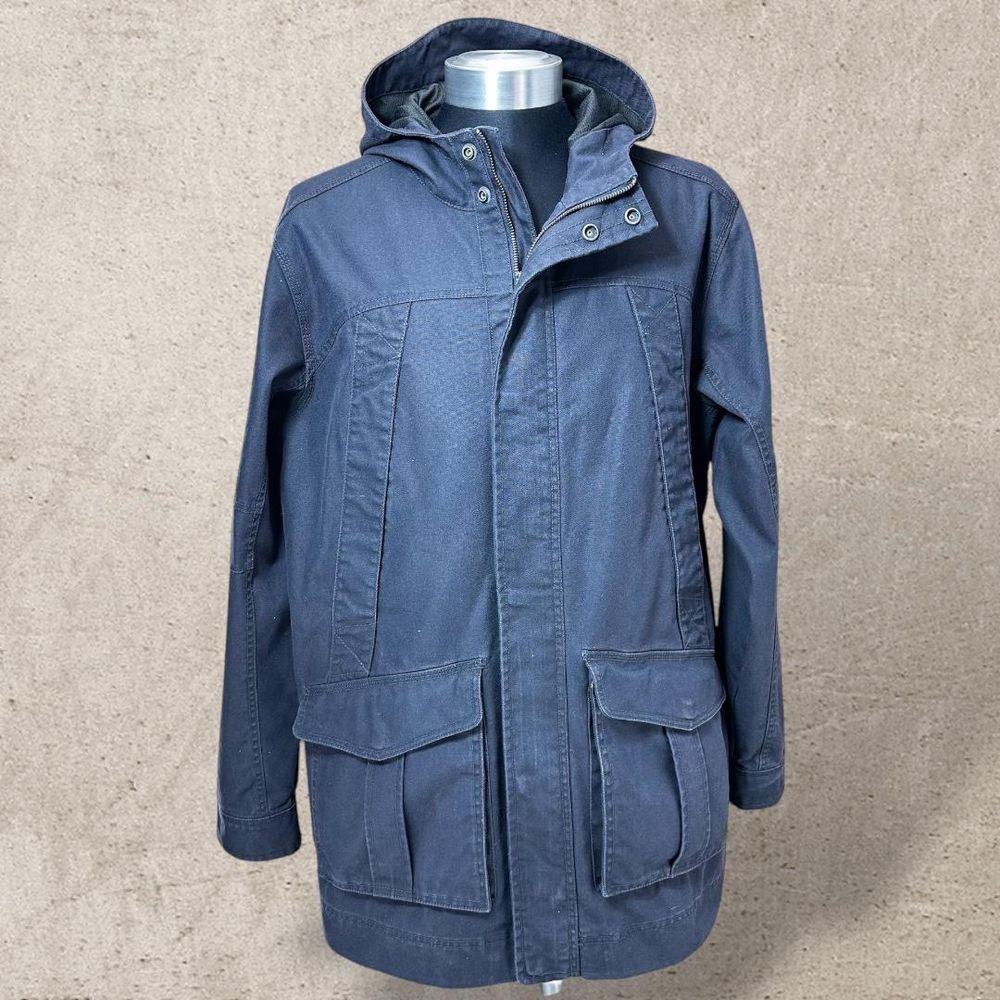 Timberland Hooded Jacket Utility Parka Coat Full Zip Pockets Blue SystemD Size L